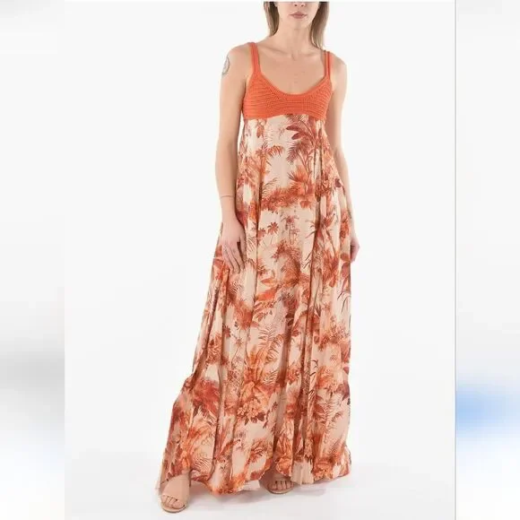 Alanui Hookipa Toile De Jouy Maxi Dress In Orange Size Small - Picture 12 of 13